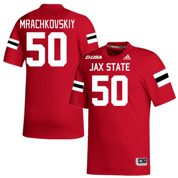 #50 Lucas Mrachkovskiy Jacksonville State Gamecocks College Football Jerseys Stitched-Red